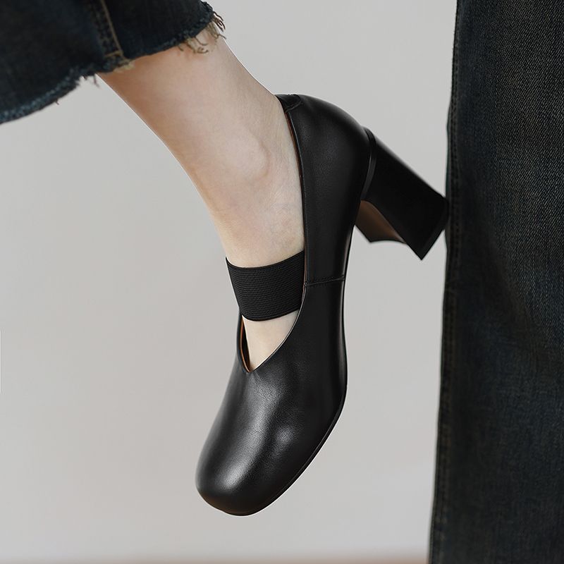 Alina Dames Lage Hak Ronde Neus Pumps - Zwart