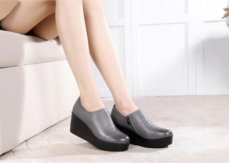 Alix Dames Lente Herfst Slip-on Platform Schoenen - Grijs