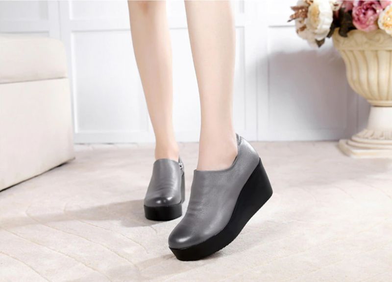 Alix Dames Lente Herfst Slip-on Platform Schoenen - Grijs