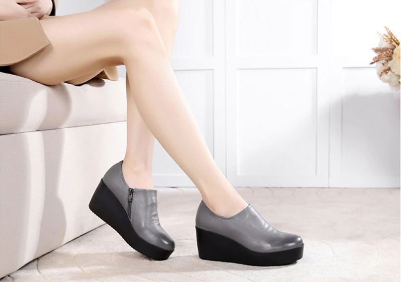 Alix Dames Lente Herfst Slip-on Platform Schoenen - Grijs