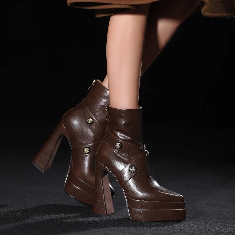Alixa Dames Warme Platform Enkellaarsjes - Zwart