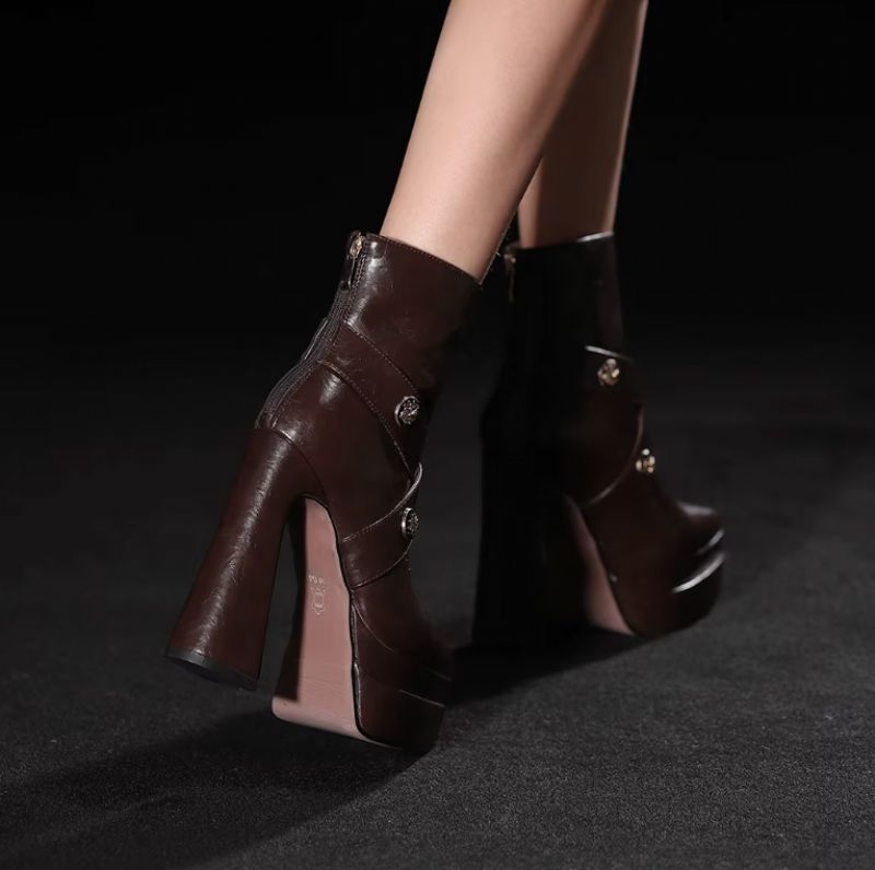 Alixa Dames Warme Platform Enkellaarsjes - Zwart