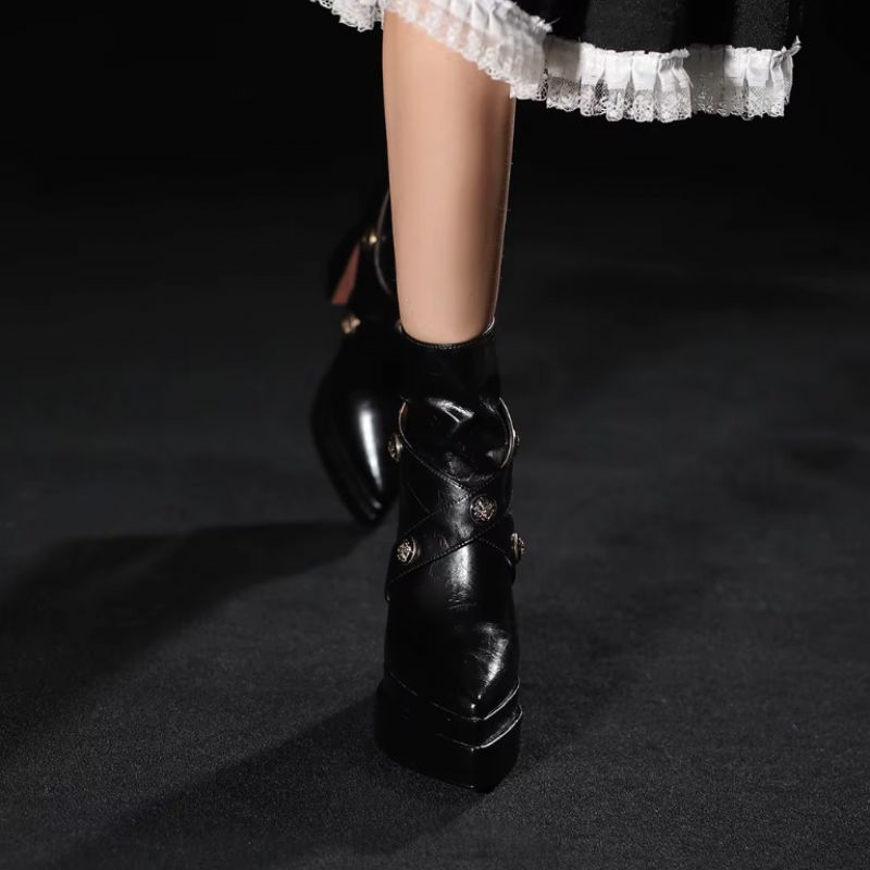 Alixa Dames Warme Platform Enkellaarsjes - Zwart