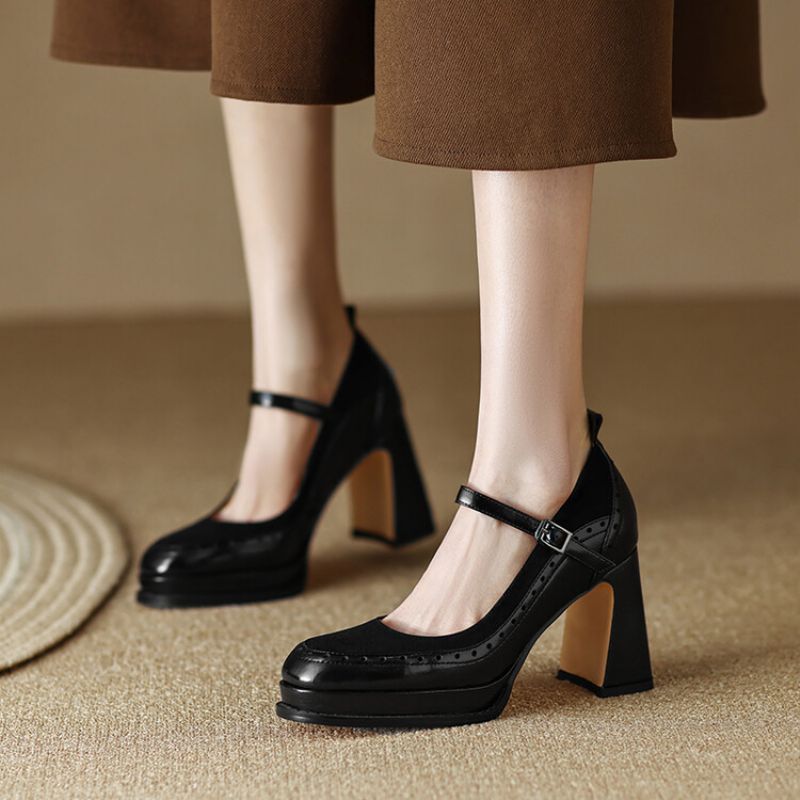 Alma Dames Brogue Leren Pumps - Bruin