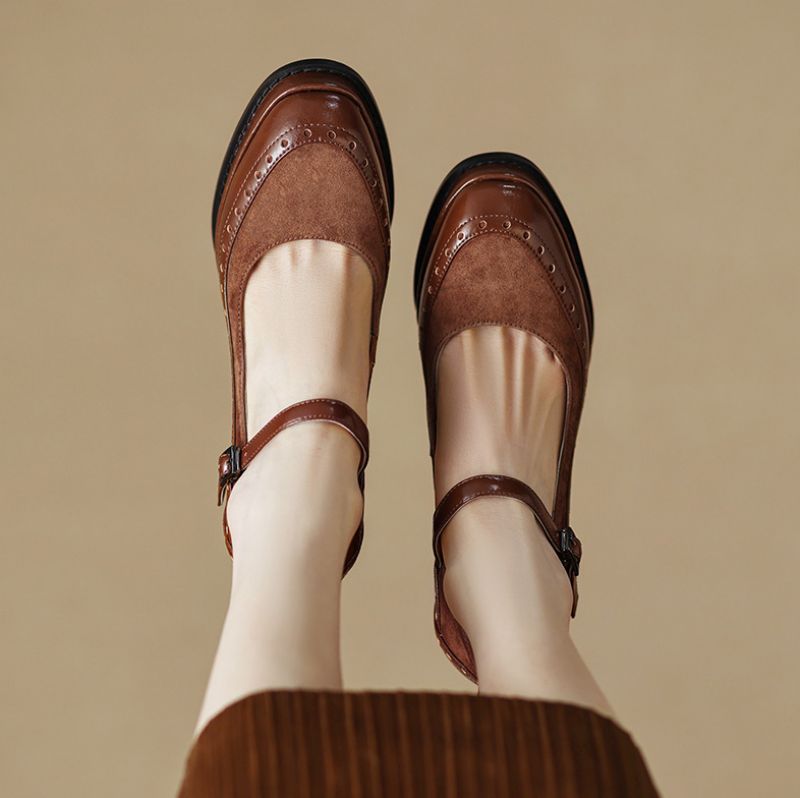 Alma Dames Brogue Leren Pumps - Bruin