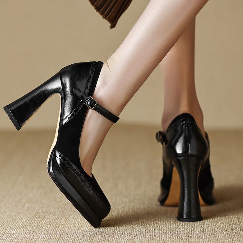 Alma Dames Brogue Leren Pumps - Bruin