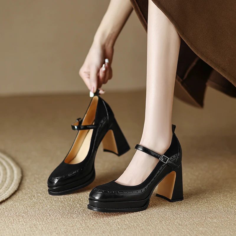 Alma Dames Brogue Leren Pumps - Bruin