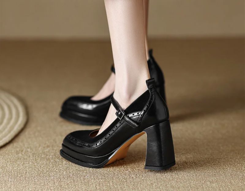 Alma Dames Brogue Leren Pumps - Bruin