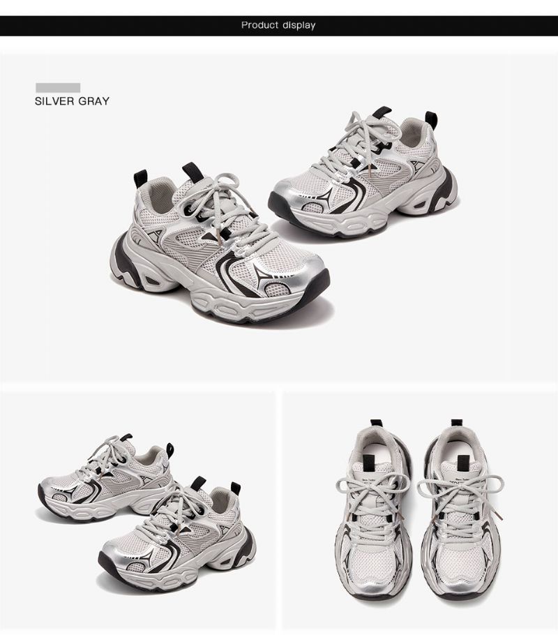 Alma Dames Veter Chunky Sneakers - Grijs
