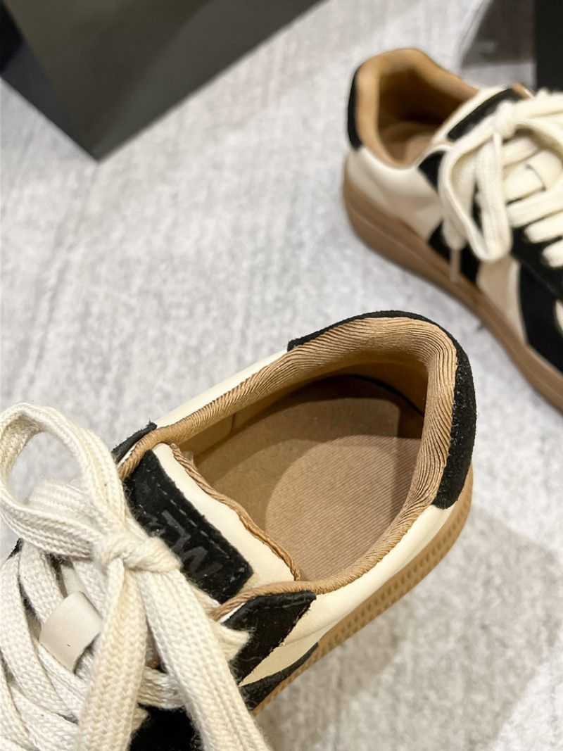 Alma Dames Veterschoen Leren Sneaker - Kakhi