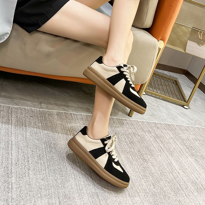Alma Dames Veterschoen Leren Sneaker - Kakhi