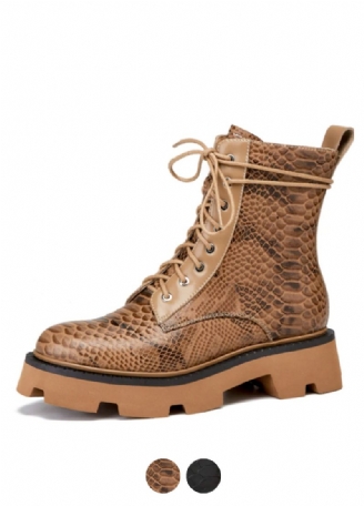 Almeda Dames Herfst Winter Leren Enkel Laarzen