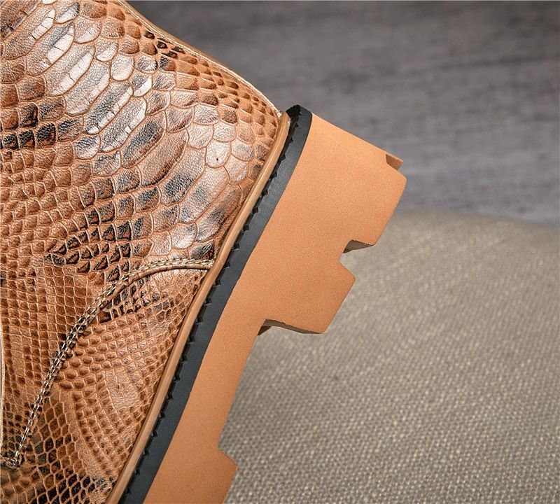 Almeda Dames Herfst Winter Leren Enkel Laarzen - Bruin Zonder Bont