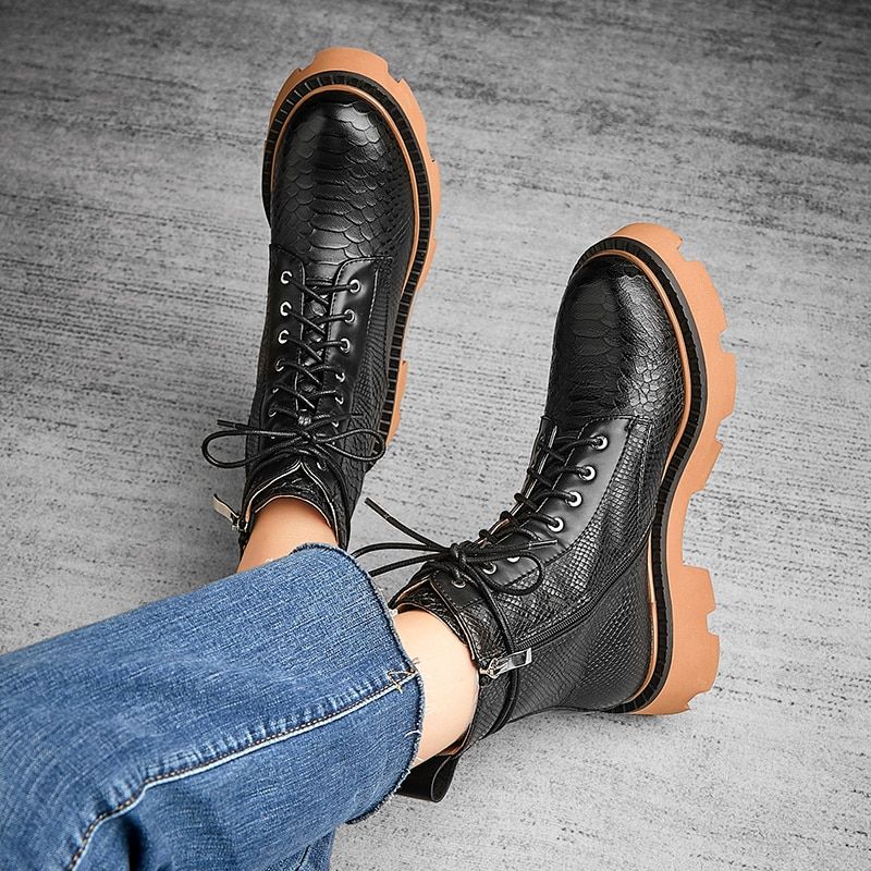 Almeda Dames Herfst Winter Leren Enkel Laarzen - Bruin Zonder Bont