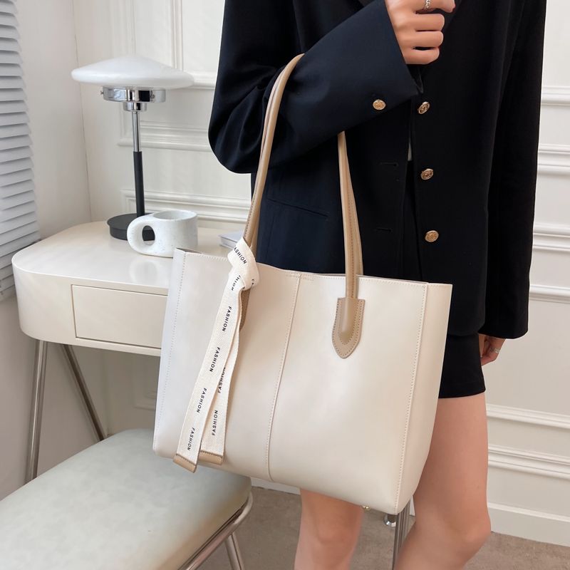 Almeda Dames Luxe Leren 2-delige Tote Handtas - Zwart
