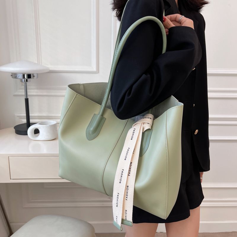 Almeda Dames Luxe Leren 2-delige Tote Handtas - Zwart