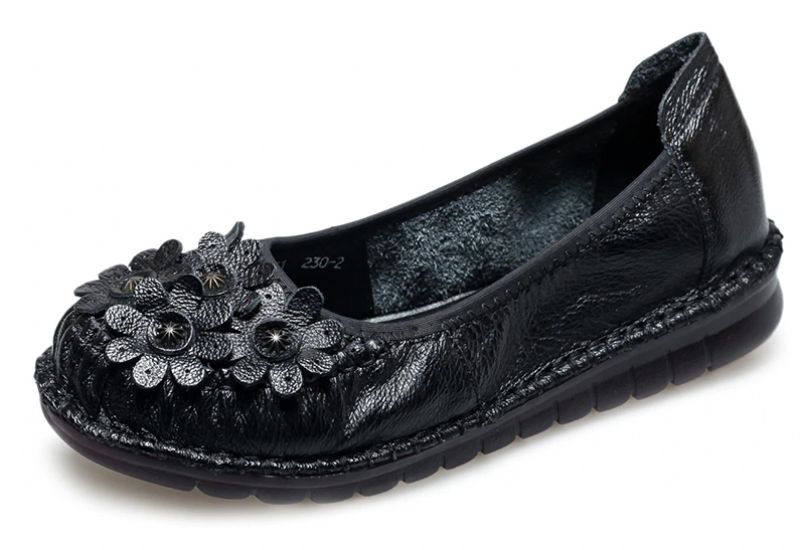 Almeda Dames Zachte Leren Loafer Schoenen - Zwart