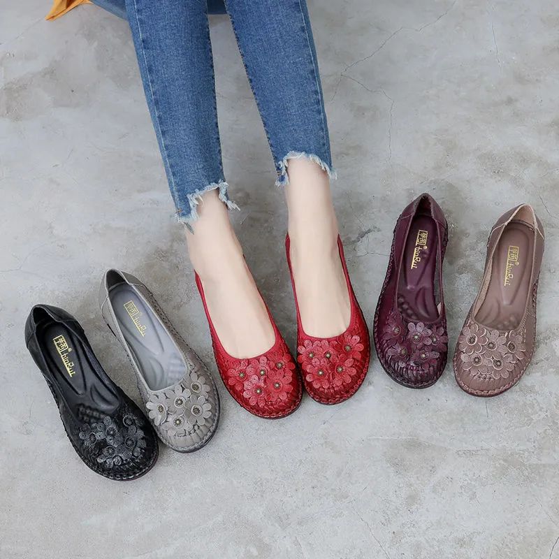 Almeda Dames Zachte Leren Loafer Schoenen - Zwart