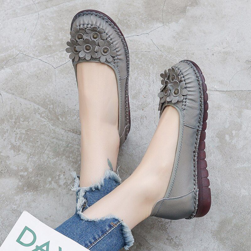 Almeda Dames Zachte Leren Loafer Schoenen - Zwart