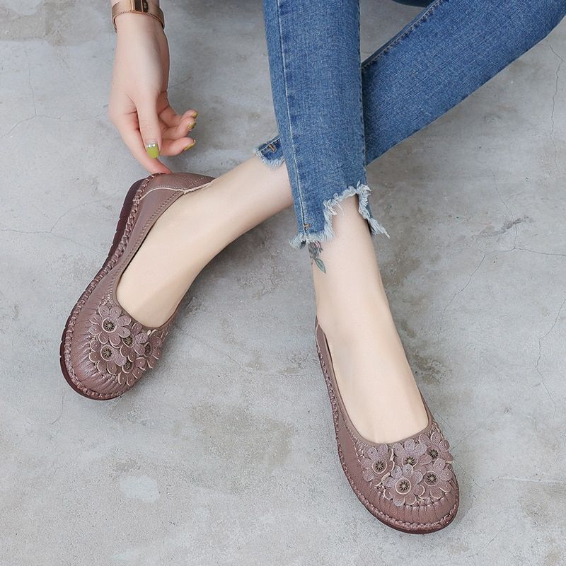 Almeda Dames Zachte Leren Loafer Schoenen - Zwart
