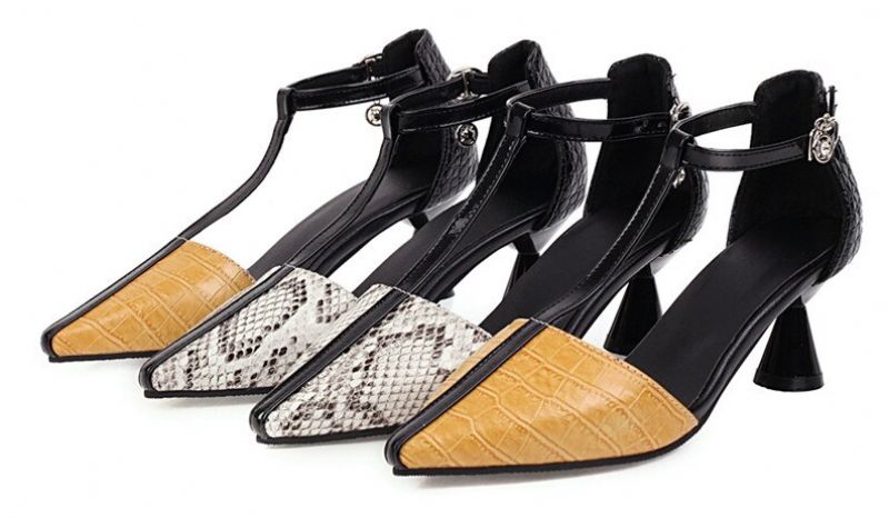 Almeja Dames Retro Fashion Pump Schoenen - Geel