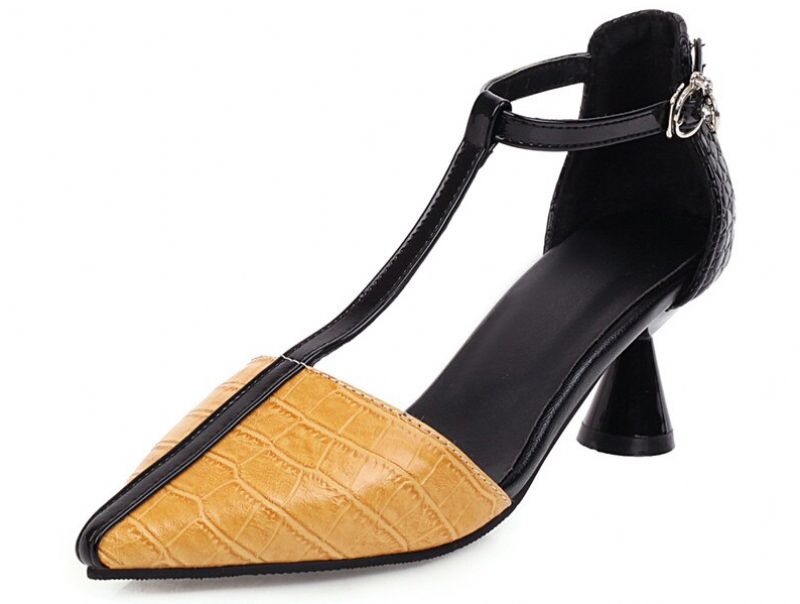Almeja Dames Retro Fashion Pump Schoenen - Geel