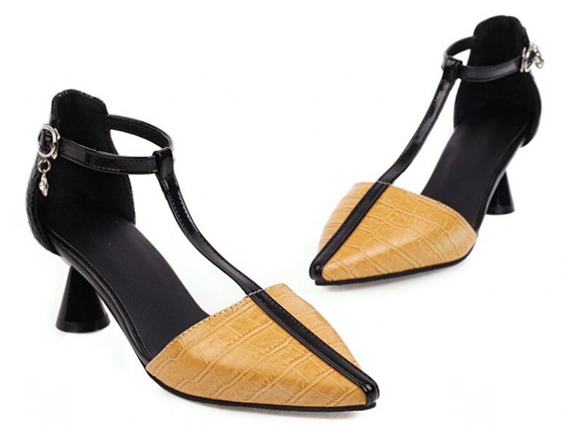 Almeja Dames Retro Fashion Pump Schoenen - Geel