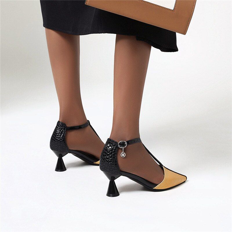 Almeja Dames Retro Fashion Pump Schoenen - Geel