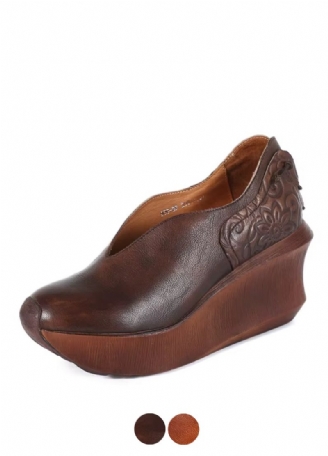 Alonsa Dames Dikke Zool Leren Comfortabele Wedges