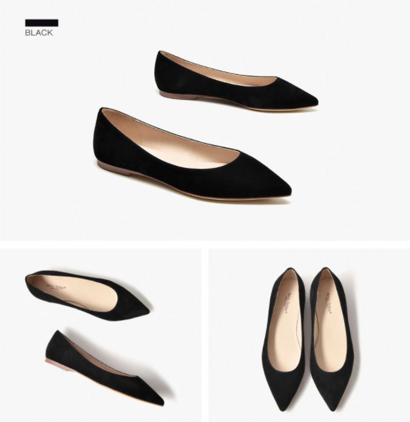 Alvina Dames Platte Zwarte Schoenen - Zwart