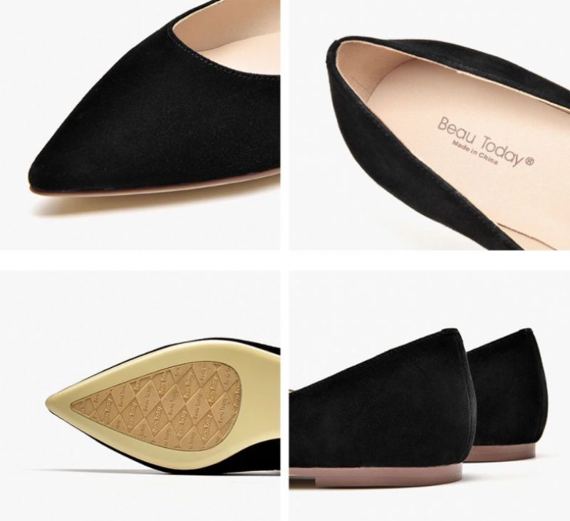 Alvina Dames Platte Zwarte Schoenen - Zwart