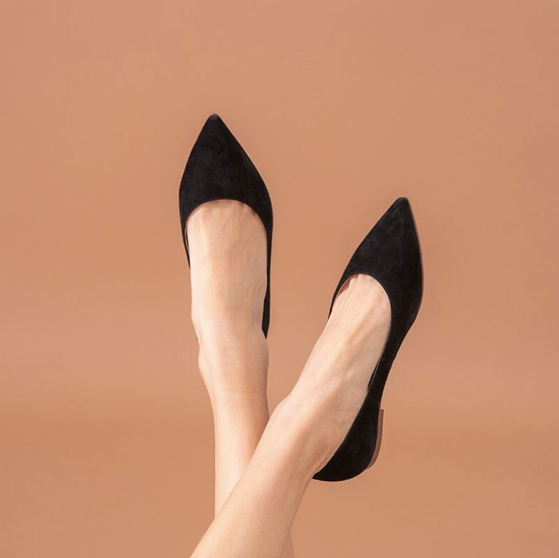 Alvina Dames Platte Zwarte Schoenen - Zwart