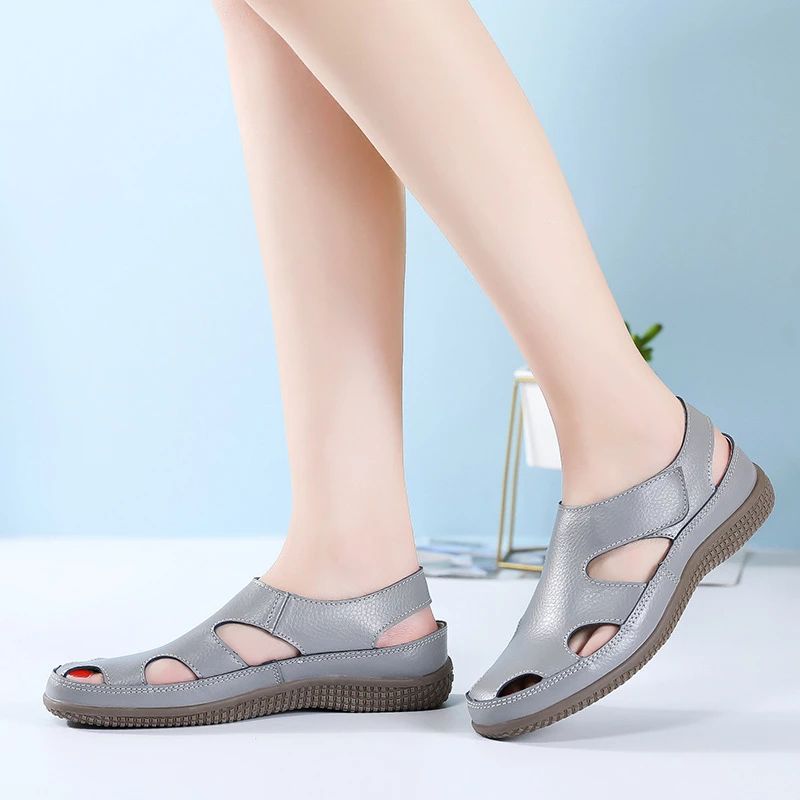 Alvis Dames Platte Schoenen Sandaal - Zwart