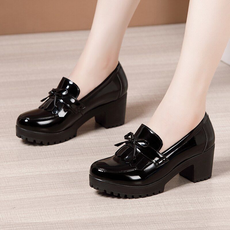 Amanda Dames Patent Slip On - Zwart