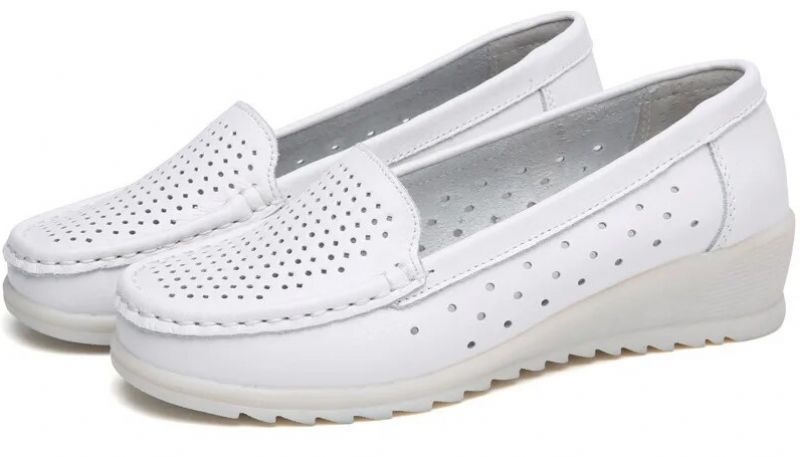 Amanda Dames Platte Loafer - Hol Wit