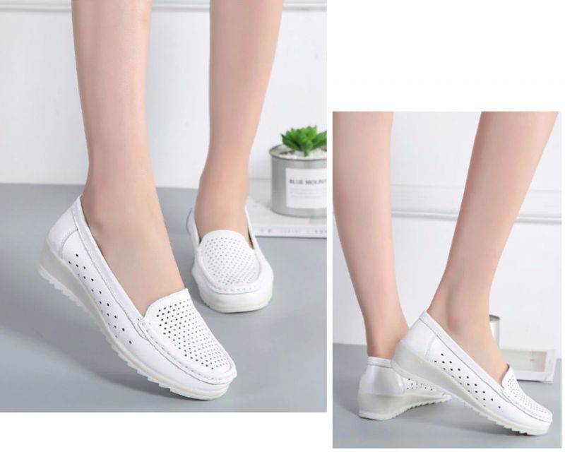Amanda Dames Platte Loafer - Hol Wit