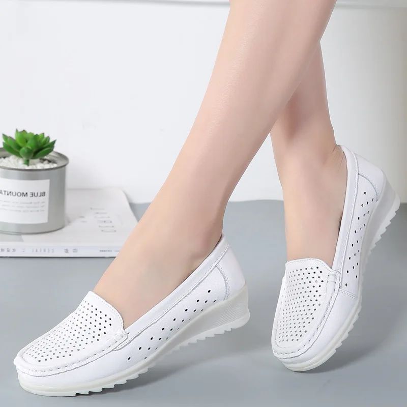 Amanda Dames Platte Loafer - Hol Wit