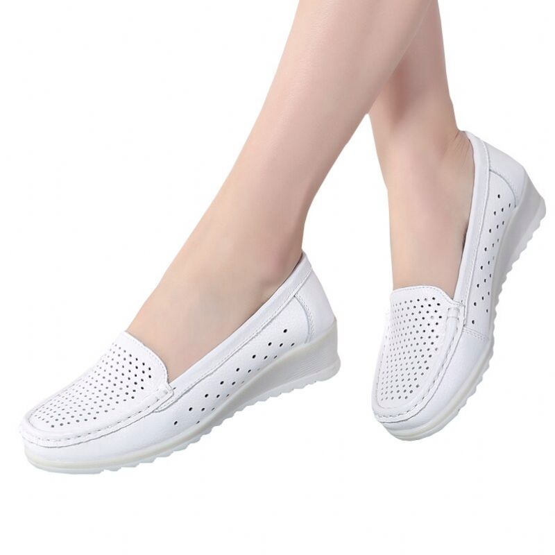 Amanda Dames Platte Loafer - Hol Wit