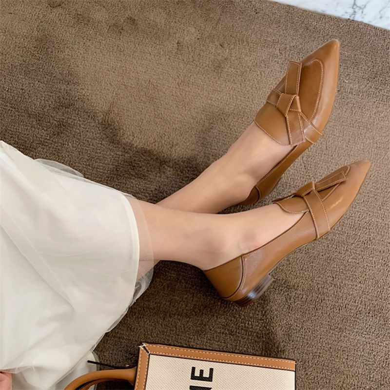 Amau Dames Loafer Leren Schoenen - Beige