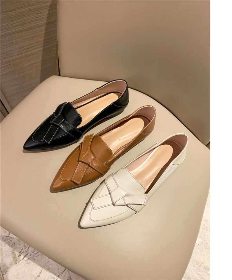 Amau Dames Loafer Leren Schoenen - Beige