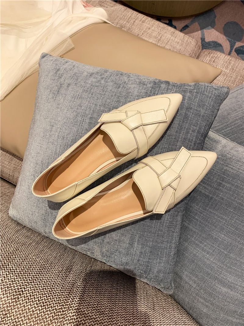 Amau Dames Loafer Leren Schoenen - Beige