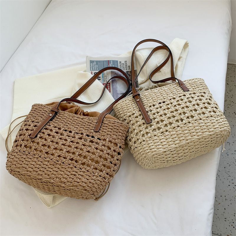 Amaya Handtas Voor Dames In De Grote Strandemmer Van Stro - Beige