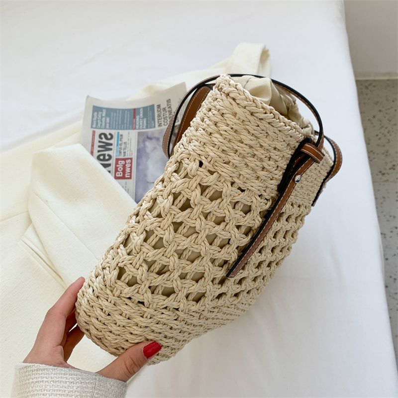 Amaya Handtas Voor Dames In De Grote Strandemmer Van Stro - Beige