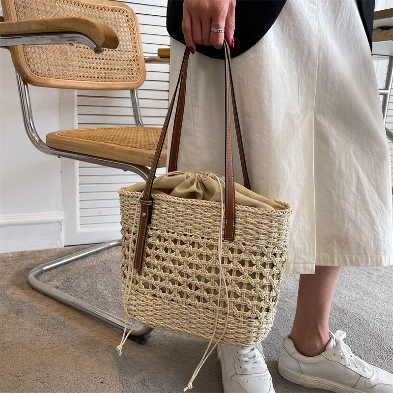 Amaya Handtas Voor Dames In De Grote Strandemmer Van Stro - Beige