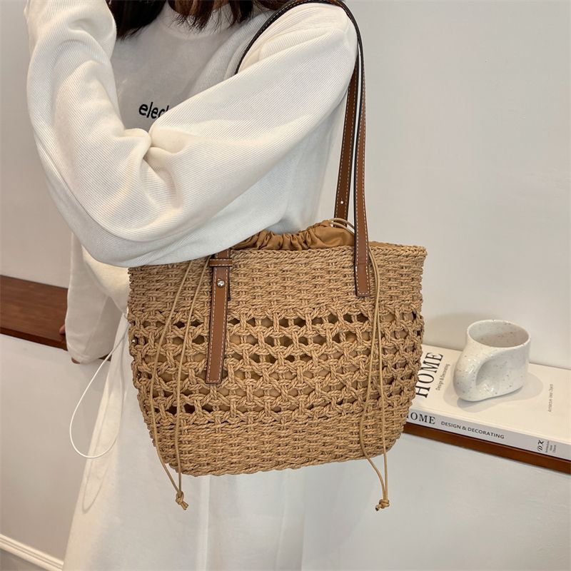 Amaya Handtas Voor Dames In De Grote Strandemmer Van Stro - Beige