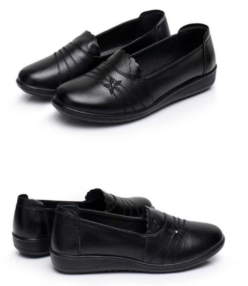 Ame Dames Echte Leren Loafer - Zwart