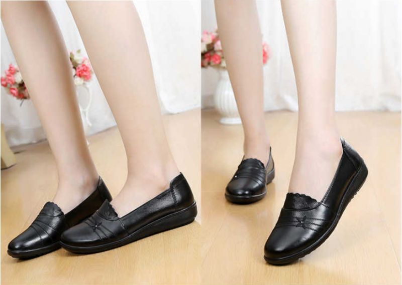 Ame Dames Echte Leren Loafer - Zwart