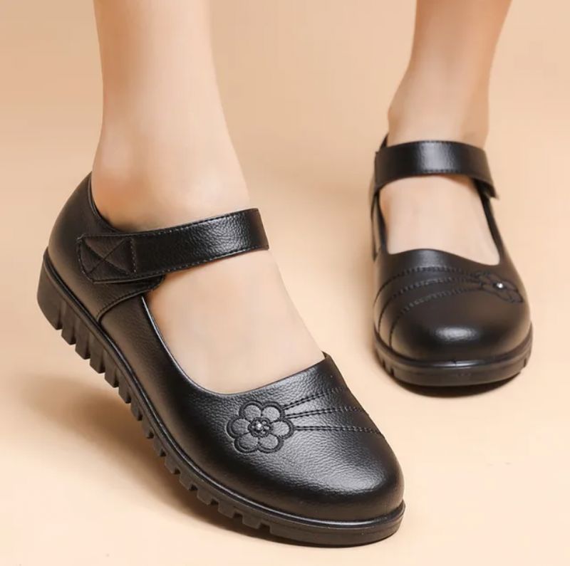 Ame Dames Echte Leren Loafer - Zwart