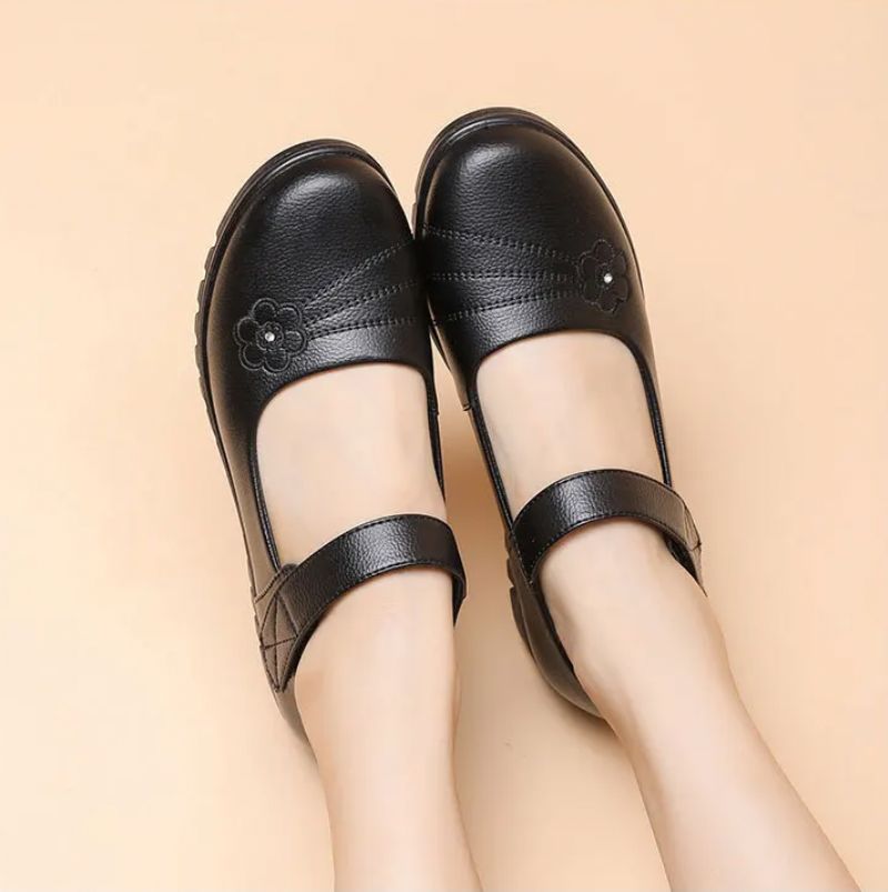 Ame Dames Echte Leren Loafer - Zwart