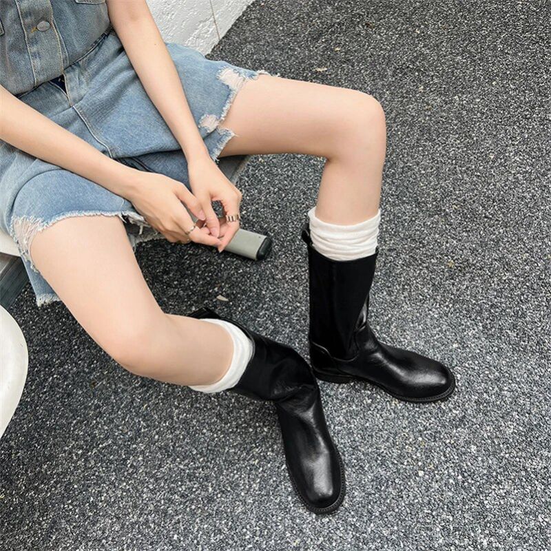 Amelia Dames Mid Calf Boots - Zwart Zonder Bont